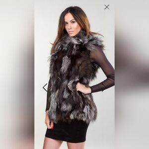 Faux Fur Vest with Black and Gray Tones